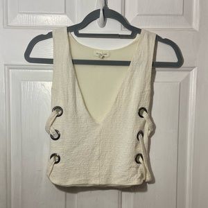 Silence + Noise V-Neck Tank Top Cream Size XS